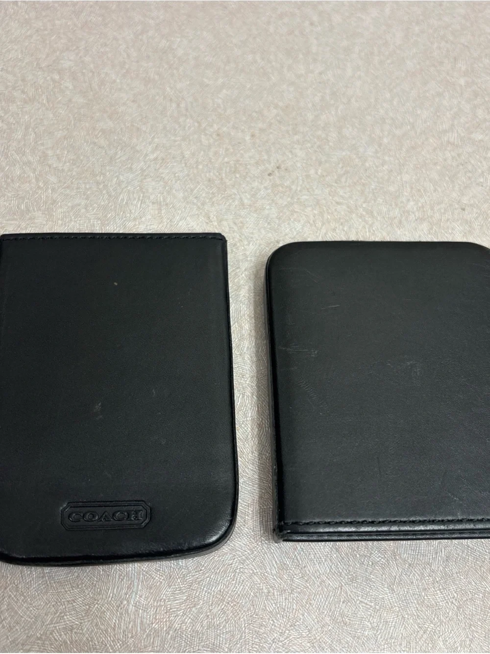 Coach Black Leather Slide Structured Business Card Holder Case Wallet 2 Pc
